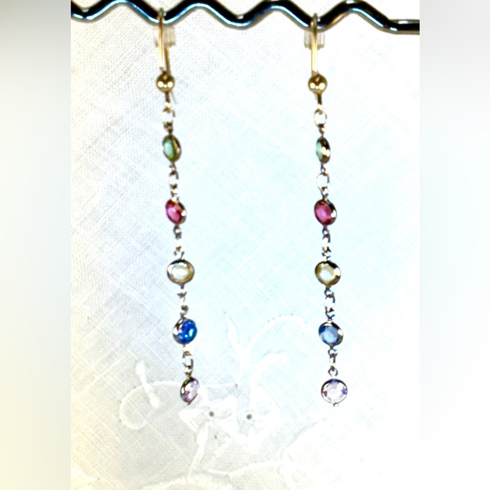 Earrings Pierced Handcrafted Unique Design Women Faceted Glass Beads SilverHoops